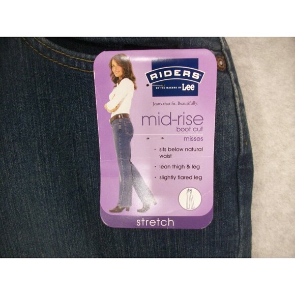 Lee Riders Women's Jeans Mid Rise Boot Cut Dark Wash Stretch 18M - Picture 3 of 7